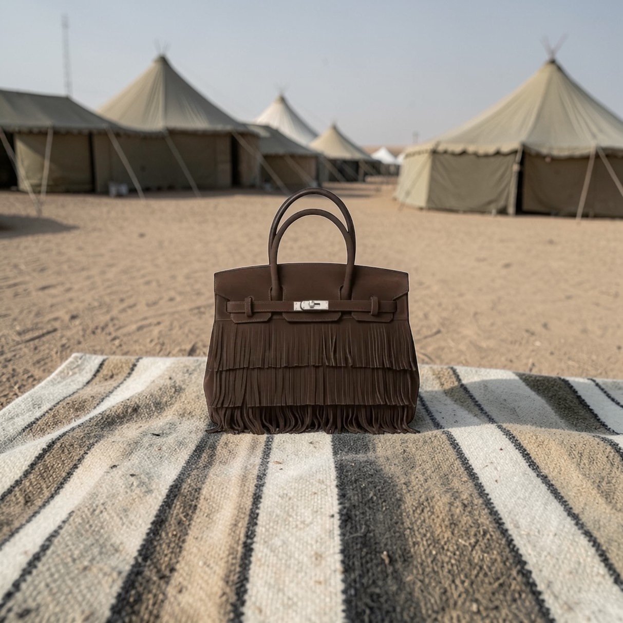 Brown Fringe Tote - Desert Camp