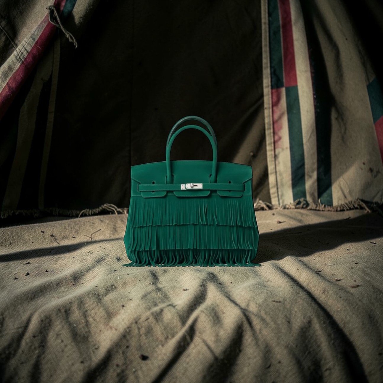 Jade Fringe Tote - Desert Setting