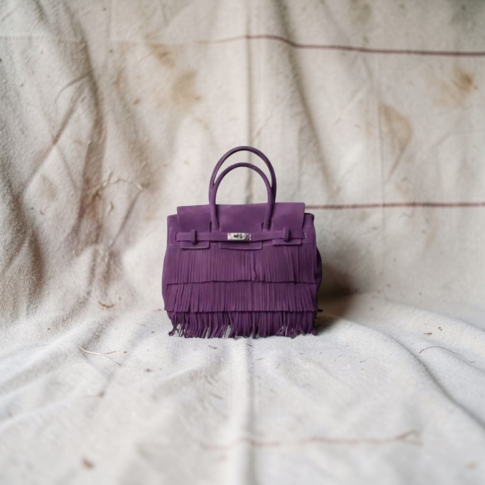 Orchid Fringe Tote - On Fabric